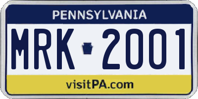 PA license plate MRK2001