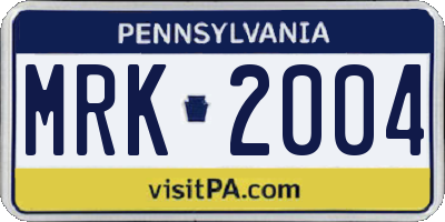 PA license plate MRK2004