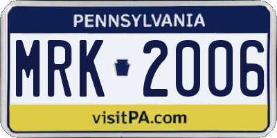 PA license plate MRK2006