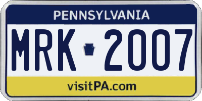 PA license plate MRK2007