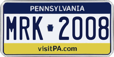 PA license plate MRK2008