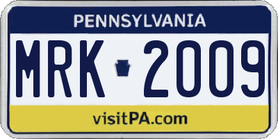 PA license plate MRK2009