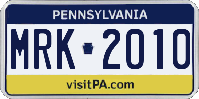 PA license plate MRK2010