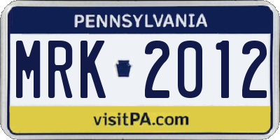 PA license plate MRK2012