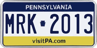 PA license plate MRK2013