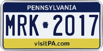 PA license plate MRK2017