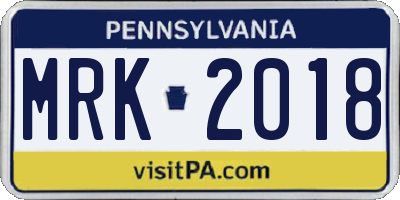 PA license plate MRK2018