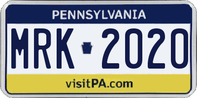 PA license plate MRK2020