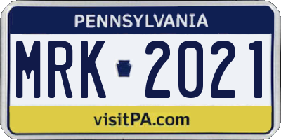 PA license plate MRK2021