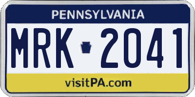 PA license plate MRK2041