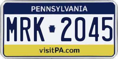 PA license plate MRK2045