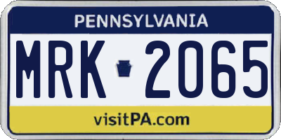 PA license plate MRK2065
