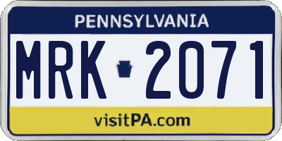 PA license plate MRK2071