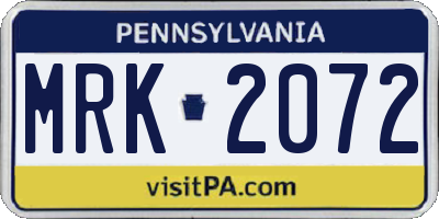 PA license plate MRK2072