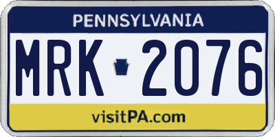 PA license plate MRK2076