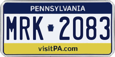 PA license plate MRK2083