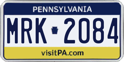 PA license plate MRK2084