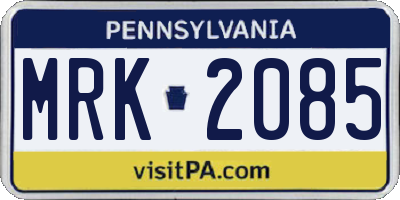PA license plate MRK2085