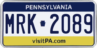 PA license plate MRK2089