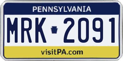PA license plate MRK2091