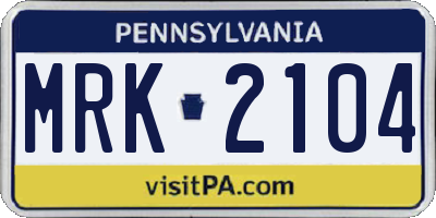 PA license plate MRK2104