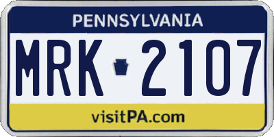 PA license plate MRK2107