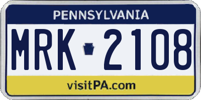 PA license plate MRK2108