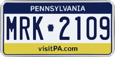 PA license plate MRK2109