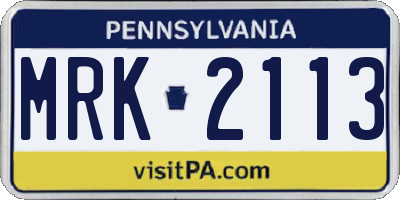 PA license plate MRK2113