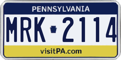 PA license plate MRK2114