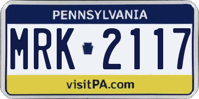 PA license plate MRK2117