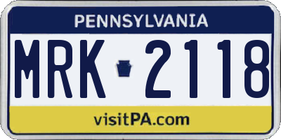 PA license plate MRK2118