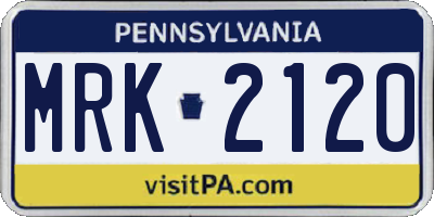 PA license plate MRK2120
