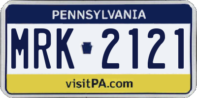 PA license plate MRK2121