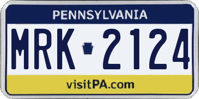 PA license plate MRK2124