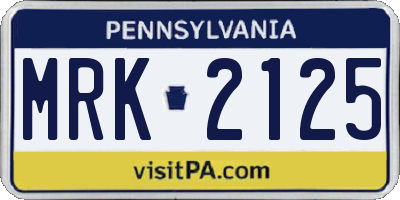 PA license plate MRK2125
