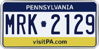 PA license plate MRK2129
