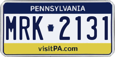 PA license plate MRK2131