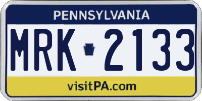 PA license plate MRK2133
