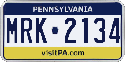 PA license plate MRK2134