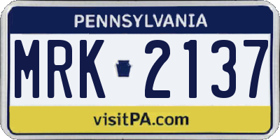 PA license plate MRK2137