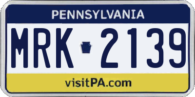 PA license plate MRK2139