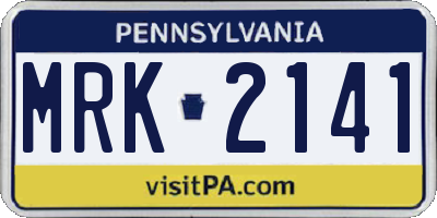 PA license plate MRK2141