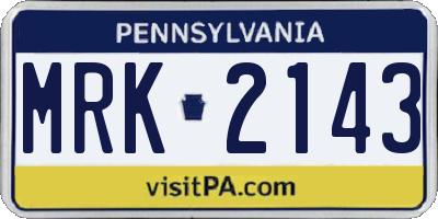 PA license plate MRK2143