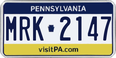 PA license plate MRK2147