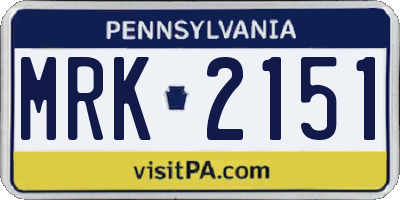 PA license plate MRK2151