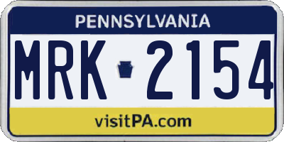 PA license plate MRK2154