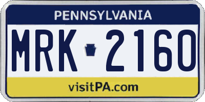 PA license plate MRK2160