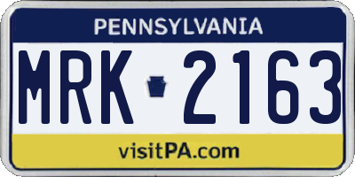 PA license plate MRK2163