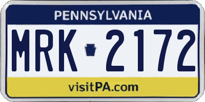 PA license plate MRK2172